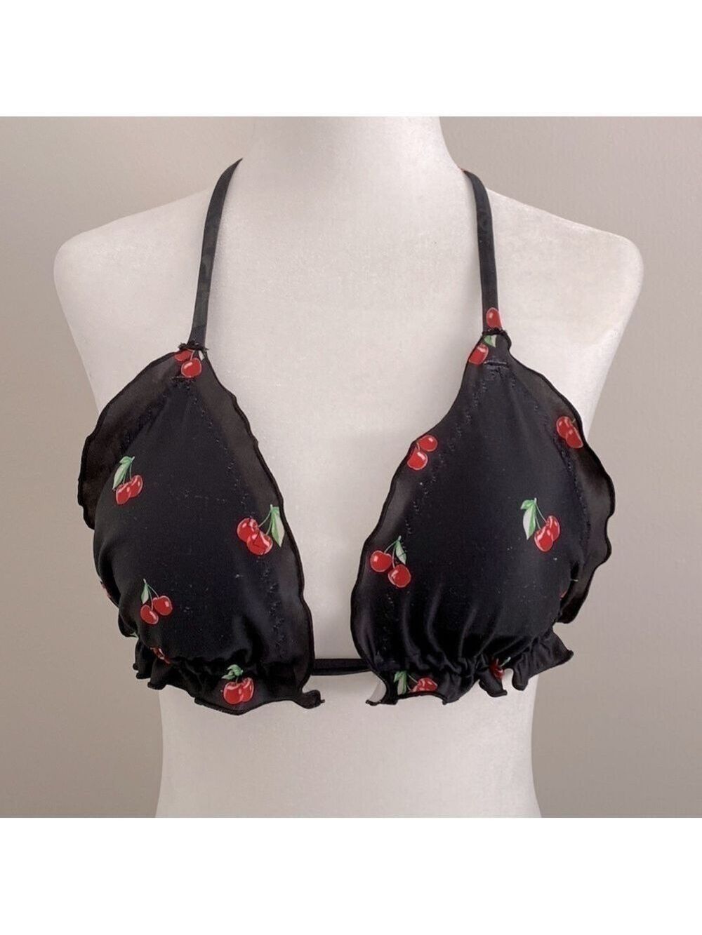 City Streets cherry print bikini top